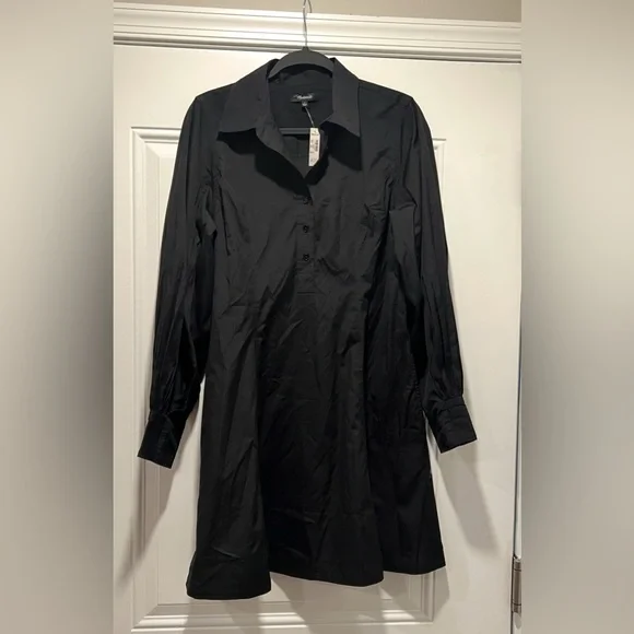 Madewell size 6 Seamed Long-Sleeve Mini Shirtdress in Poplin sz 6 - NV025 - Picture 5 of 9